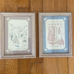 Figi Graphics Set of Two Matted Southwestern/Native American Decor Pictures